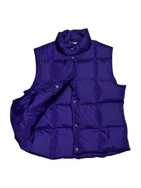 LL BEAN GOOSE DOWN FILL Designer Retro Purple Winter Puffer VEST Womens Small